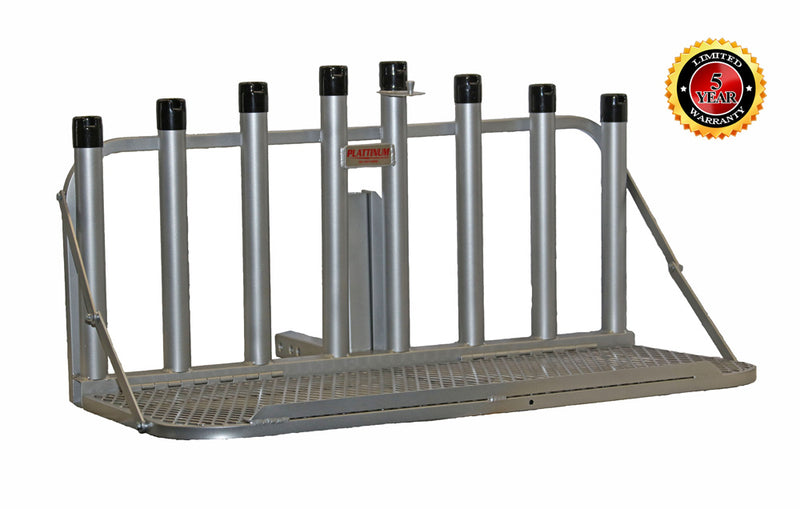 8 Rod Rack and Cooler Holder w/Fold Down Platform – Beach Fishing Carts