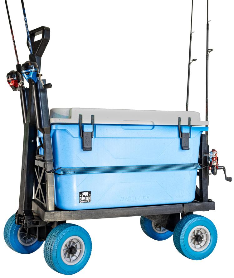 Mighty Max Fishing Cart - Blue Wheels – Beach Fishing Carts