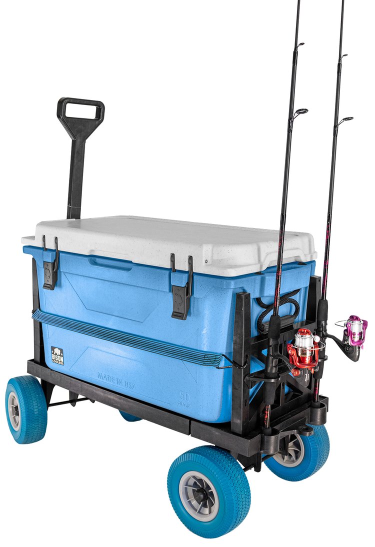Buy Mighty Max Cart Ice Chest Dolly All-Terrain Cooler Wheels - Outdoor  Fishing Cart/Pier Wagon Expandable Flatbed - 250 lb Capacity with Rod  Holders, Yellow Wheels Black Frame - USA Made Online