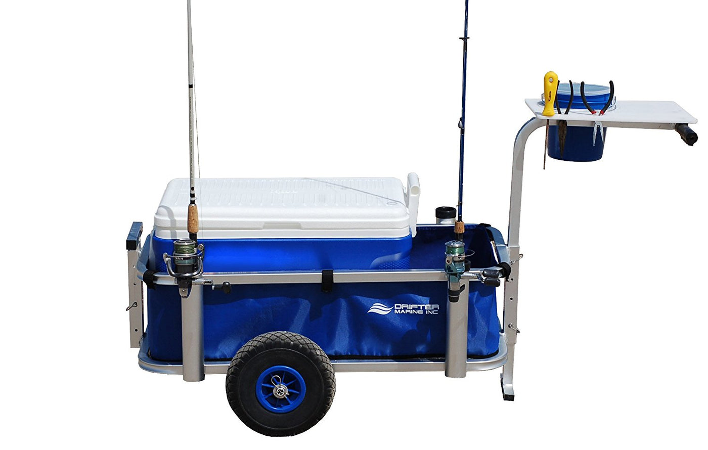 Blue Aluminum Fishing Wagon Cart Lightweight Beach Trolley For Fishing